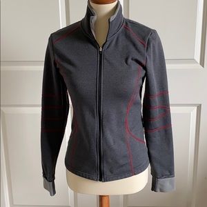 Athleta fleece jacket. Gray red stitching EUC sz S